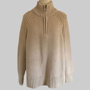 Lands' End Cream Cotton Chunky Thick Knit Crop Sweater-Sz-1X